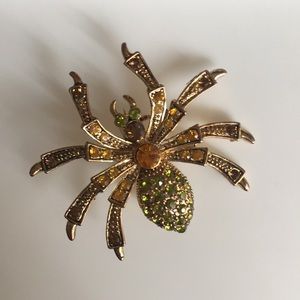 Vintage rhinestone spider pendant